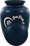 Navy Blue Paw Prints on My Heart Urn with Optional Personalisation