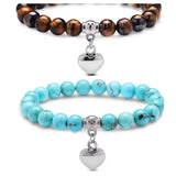 Aqua or Brown Beaded Heart Urn Bracelet Memorial Ash Keepsake Jewelry - Personalised Engraved