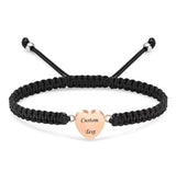 Heart Charm Braided Rope Urn Bracelet with Option Personalised Engraving