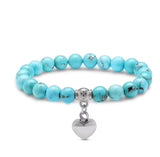 Aqua or Brown Beaded Heart Urn Bracelet Memorial Ash Keepsake Jewelry - Personalised Engraved