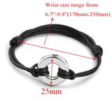 Silver or Black Unisex Circle of Life Eternity Urn Bracelet Memorial Ash Keepsake Jewellery - Personalised Engraved