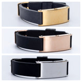 Contemporary Black and Metal Bracelet with Optional Personalised Engraving