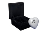 Silver Paw Print on White Heart Keepsake Urn - ETH42