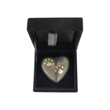 Golden Double Paw Slate Heart Keepsake Urn - ETH02