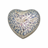 Silver Flying Birds Heart Keepsake Urn - ETH08