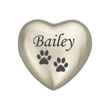 Personalised Paw Heart Keepsake Urn in Gold or Silver - ETH10