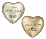 Personalised Patterned Heart Keepsake Urn in Gold or Silver - ETH19