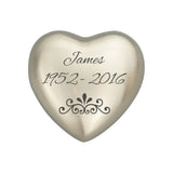Personalised Patterned Heart Keepsake Urn in Gold or Silver - ETH19