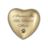 Always in my Heart Paw Heart Keepsake Urn in Gold or Silver - ETH22