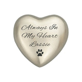 Always in my Heart Paw Heart Keepsake Urn in Gold or Silver - ETH22