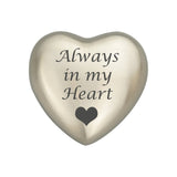 Always in my Heart Plain Heart Keepsake Urn in Gold or Silver - ETH33
