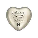 Always in my Heart Butterfly Plain Heart Keepsake Urn in Gold or Silver - ETH34