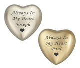 Always in my Heart Personalised Keepsake Urn in Gold or Silver - ETH35