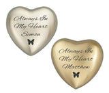 Always in my Heart Butterfly Personalised Keepsake Urn in Gold or Silver - ETH36
