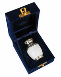 Miniature White and Silver Enamel Keepsake Urn - ETM01