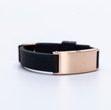 Contemporary Black and Metal Bracelet with Optional Personalised Engraving