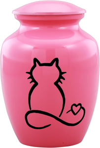 Pink Cat Cremation Urn with Optional Personalisation