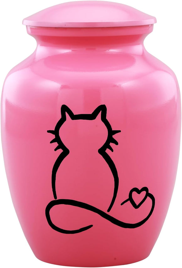 Pink Cat Cremation Urn with Optional Personalisation