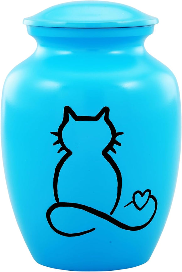 Blue Cat Cremation Urn with Optional Personalisation