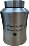 Stainless Steel Large Pet Cremation Urn with Optional Personalisation