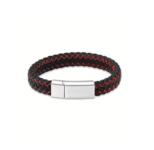 Unisex Black Leather and Silver Urn Bracelet - Memorial Ash Keepsake Jewelry - With Optional Personalised Engraved