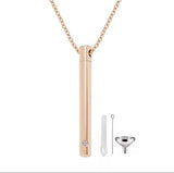 Rose Gold, Gold, Silver or Black Crystal Cylinder Cremation Urn Pendant