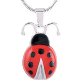 Silver and Red Ladybird Cremation Urn Pendant - Optional Personalization