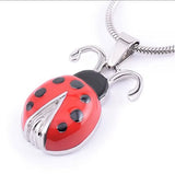 Silver and Red Ladybird Cremation Urn Pendant - Optional Personalization