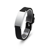 Contemporary Black and Metal Bracelet with Optional Personalised Engraving