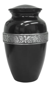 Large Black & Silver Pattern Urn - ETL06