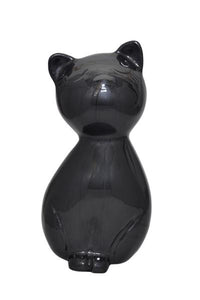 Black Enamel Cat Urn - ETP02