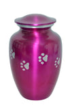 Pink Urn with Silver Paw Prints - ETP10 with Optional Personalisation