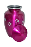 Pink Urn with Silver Paw Prints - ETP10 with Optional Personalisation