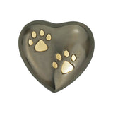 Golden Double Paw Slate Heart Keepsake Urn - ETH02