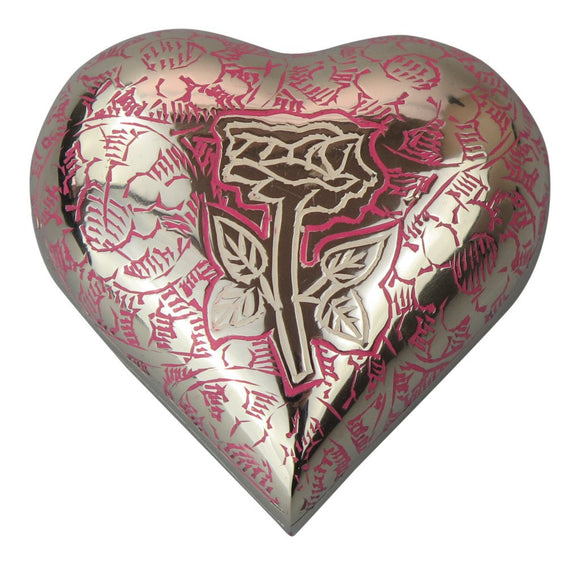 Rose Pink and Silver Heart Keepsake Urn - ETH06