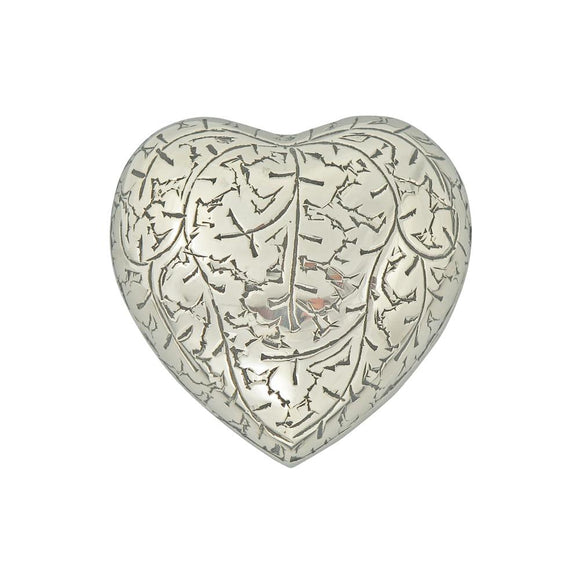 Silver Vintage Etched Heart Keepsake Urn - ETH07