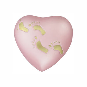 Baby Girl Pink Foot Prints Heart Keepsake Urn - ETH16
