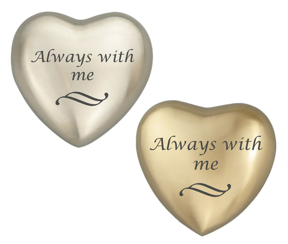 Always with me Heart Keepsake Urn in Gold or Silver - ETH18