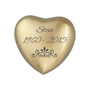 Personalised Patterned Heart Keepsake Urn in Gold or Silver - ETH19