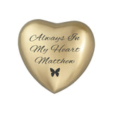 Always in my Heart Butterfly Personalised Keepsake Urn in Gold or Silver - ETH36