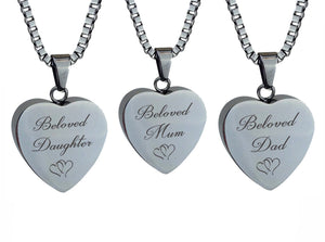 Silver Heart Entwined Family Name Cremation Ashes Pendant - ETJ21