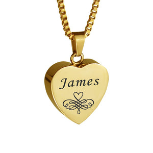 Personalised Gold Heart Cremation Ashes Pendant - ETJ40