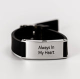 Contemporary Black and Metal Bracelet with Optional Personalised Engraving