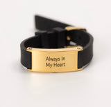 Contemporary Black and Metal Bracelet with Optional Personalised Engraving