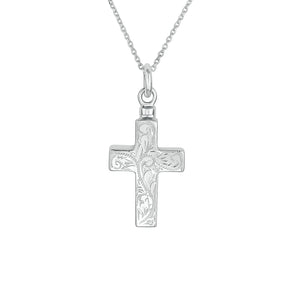 Sterling Silver Vintage Cross Cremation Pendant with Optional Personalisation
