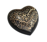 Vintage Black and Gold Pattern Heart Keepsake Urn - ETH05